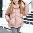 thumbnail image 6 of Jalioing Girls Winter Coat Fashion Plain Long Sleeve Zip Up Puffer Jacket Toddler Kids Thermal Thick Outerwear with Pocket, 6 of 7