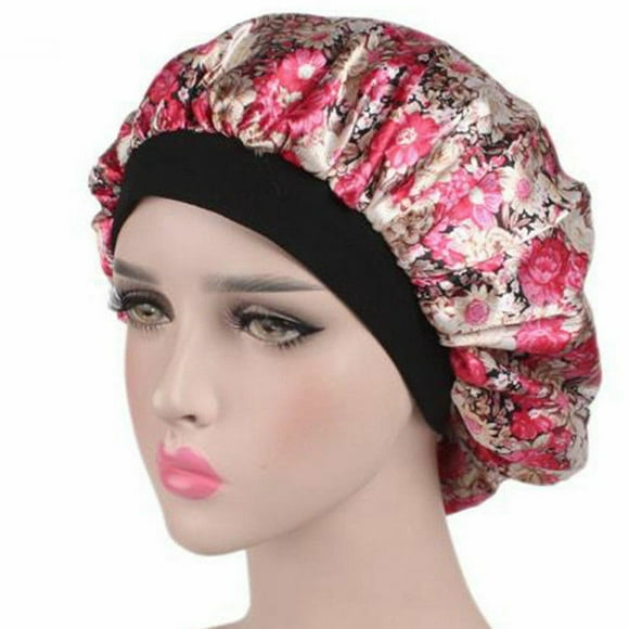 Gupgi Women Sleeping Cap Floral/Leopard Salon Bonnet Elastic Band Night Caps