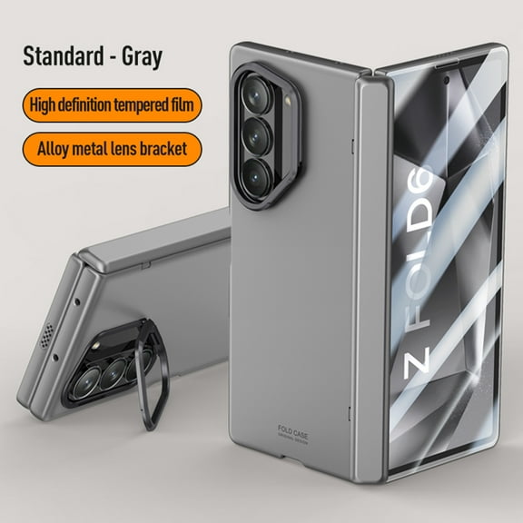 TECH CIRCLE for Samsung Galaxy Z Fold 6 Case, Hidden Kickstand Wireless Charging Full Body Hinge Protection Slim Case Screen Protector Phone Cover for Samsung Z Fold 6 5G 2024 7.6 inch,Darkgray