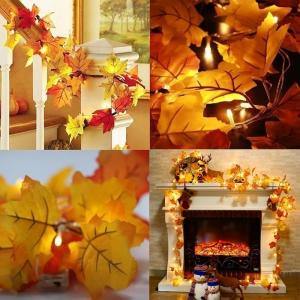 Best Outside Christmas Decorations LED Fall Maple Leaves Fairy String Light Christmas Decorations Indoor Lighted Fall Garland Autumn Leaf Lamp Garland Decor Thanksgiving Decorations, 6m 4LED(Clearance) ()