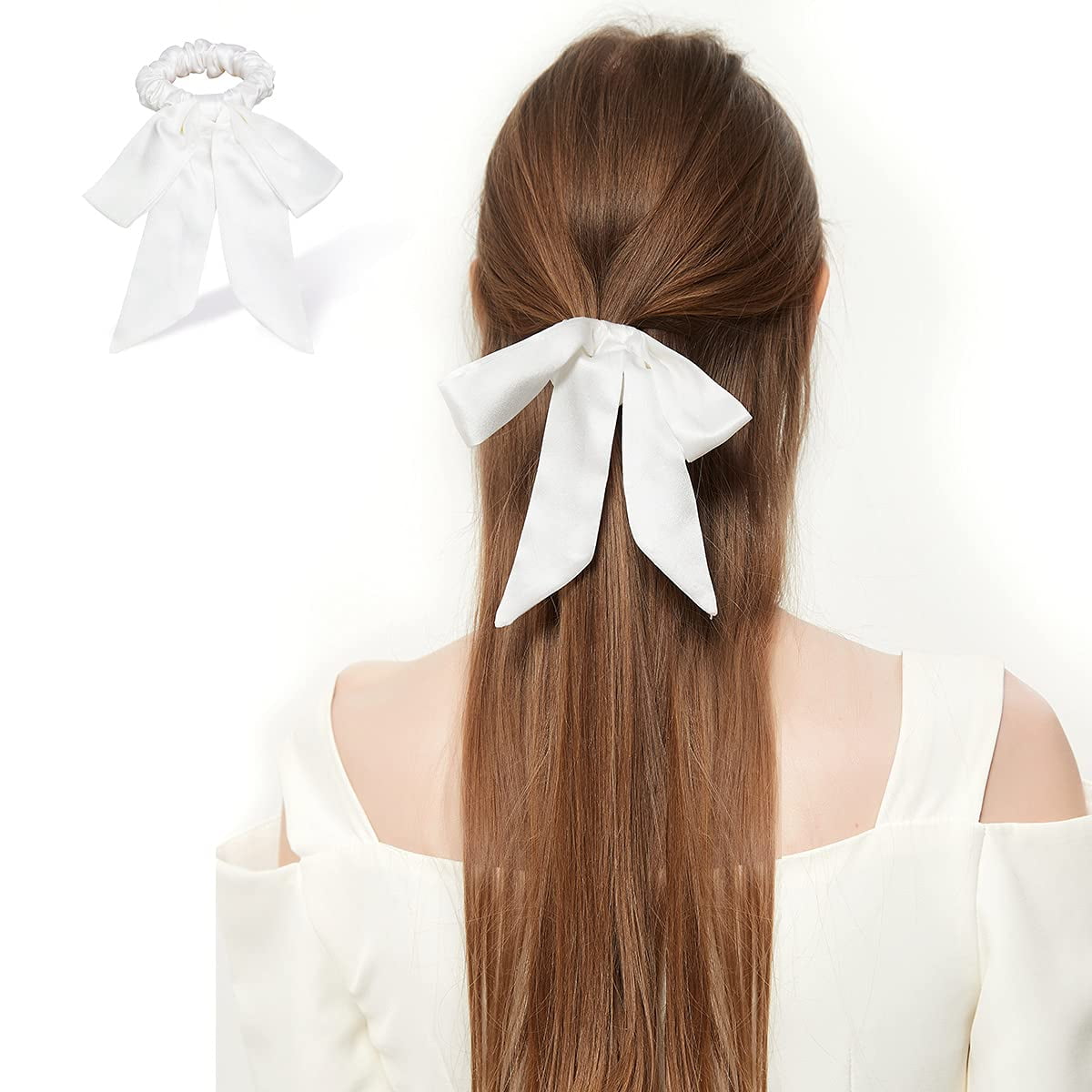 Women's Ponytail Scarf Bow Elastic Hair Rope Ties Scrunchies Ribbon Hair Bands 