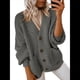 thumbnail image 3 of Suéteres y Abrigos de Punto Grueso de Larga con Cuello en V Abierto para Mujer. Gris M, 3 of 7