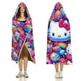 thumbnail image 3 of Hello Kitty Blanket Hoodie, Wearable Blanket, Cloak Hooded Throw Blanket, Soft Warm Fluffy Blankets for Bed Couch Sofa, 3 of 8