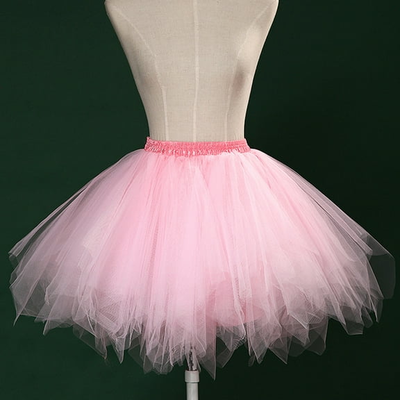 Fesfesfes Women Skirt Mesh Tulle Skirt Princess Elastic Skirt Adult Short Tutu Dancing Skirt Clearance