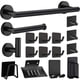 thumbnail image 1 of Juego de Accesorios de Baño de 16 piezas Toallero de pared Estante de baño Toallero de papel Jabonera Ganchos Adhesivos Juego de Accesorios de Baño de Acero Inoxidable 304 (negro), 1 of 7
