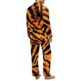 thumbnail image 2 of SCRAWLGOD Tiger Print Orange Black Mens Long Sleeve Pajama Set with Pockets 2 Pack Breathable Anti-Wrinkle Notch Collar Pajama Sets Button Down Sleepwear with Elastic, 4XL, 2 of 6