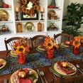 thumbnail image 3 of Boho Blue Flowers Table Runner-Cotton Linen- 36 Inch Holiday Dresser Scarves, Ethnic Original Tribal Style Damask Tablerunner for Kitchen Coffee/Dining Bedroom Living Room Dinner Scarf Décor 13x36, 3 of 7