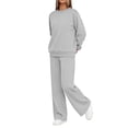 thumbnail image 6 of Women's 2 Piece Casual Outfits Solid Hooded Drawstring Long Sleeve Sweatshirt Tops And Long Pants Set Suits, 6 of 8