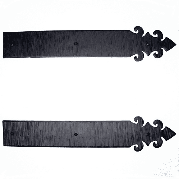 2 Pack 16 inch Faux Door Hinges Black Decorative Strap Hinge Wrought Iron Strap Barn Door Strap Hinges, Farm Gate Hinge, Carriage Door Hardware The Milan Series by Borderland Rustic Hardware