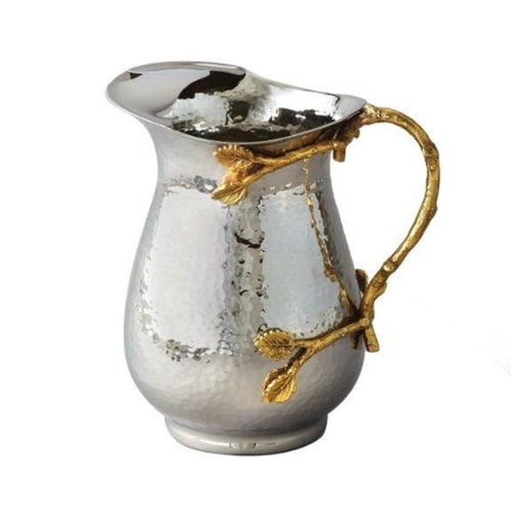 Leeber Golden Vine Hammered Pitcher, 7.5", Silver, Stainless Steel