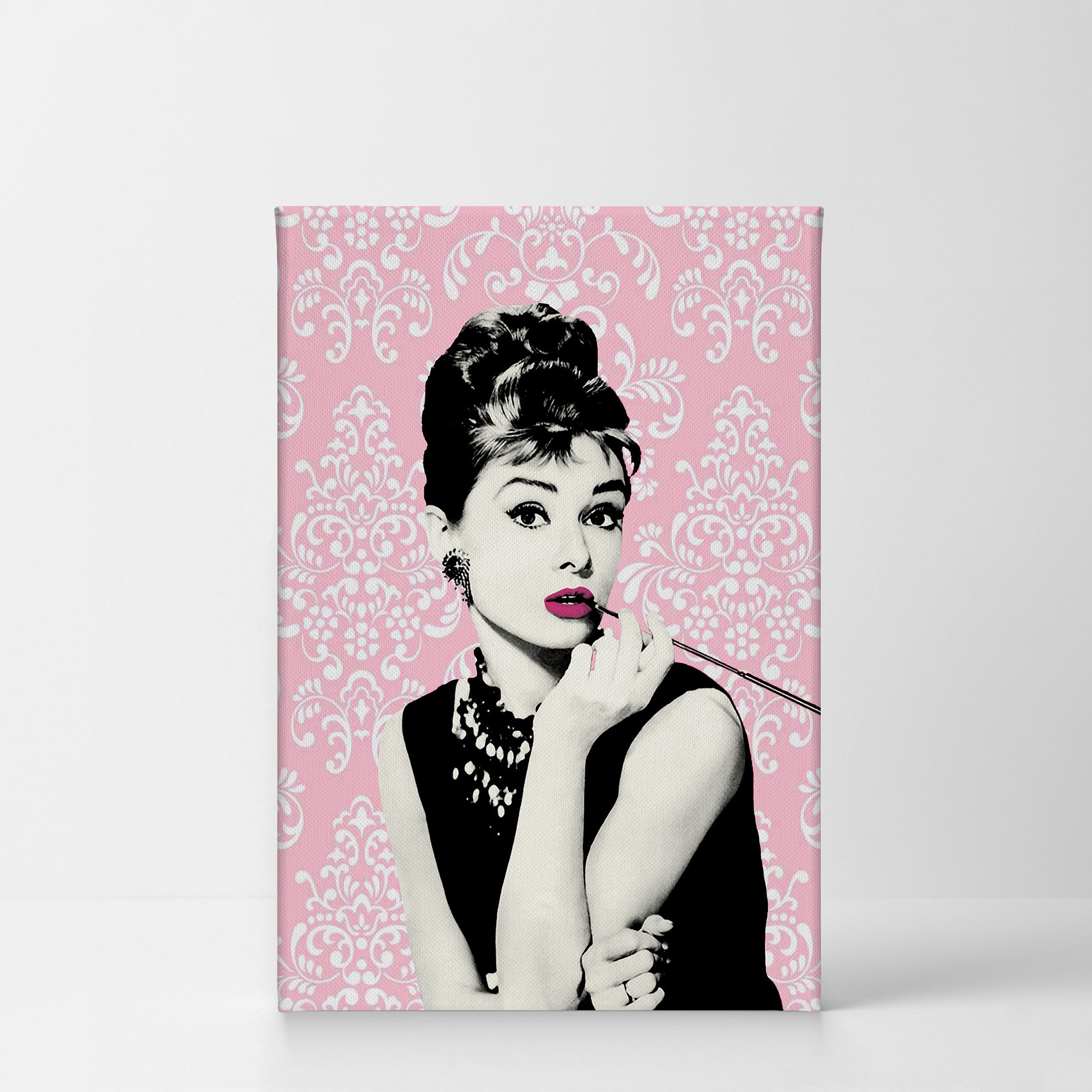 AUDREY HEPBURN PINK POP ART WALL ART CANVAS PRINT PICTURE READY TO HANG