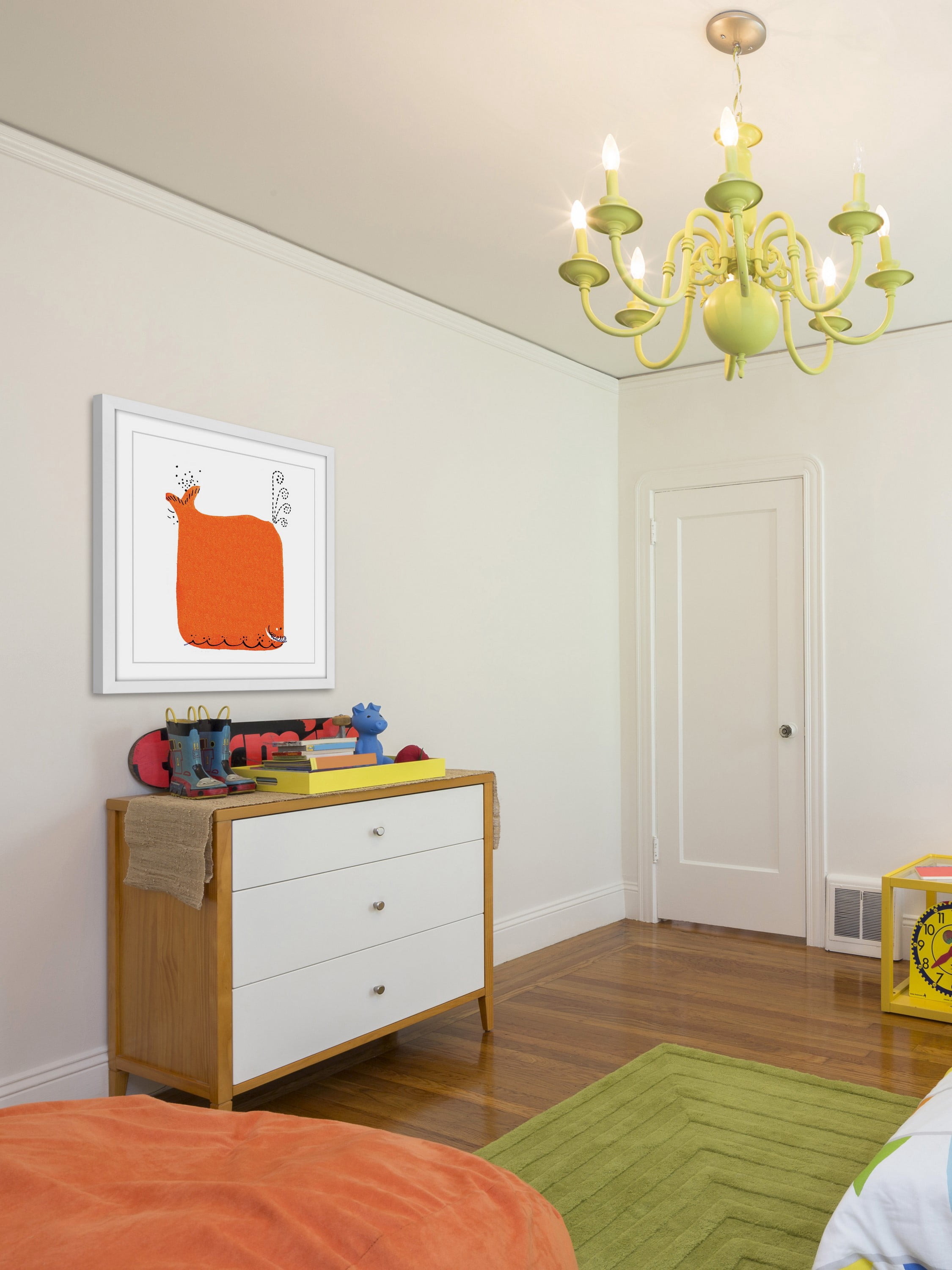 "Orange Whale" Framed Painting Print