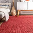 thumbnail image 3 of 6 Ft Square Red Jute Area Rug, Hand-Woven, Farmhouse Boho Style, Durable & Pet-Friendly Rug for Living Room, Dining Room, and Bedroom, 3 of 5