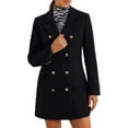 thumbnail image 4 of INSPIRE CHIC Winter Overcoat for Women's Notch Lapel Double Breasted Coats XS Black, 4 of 6