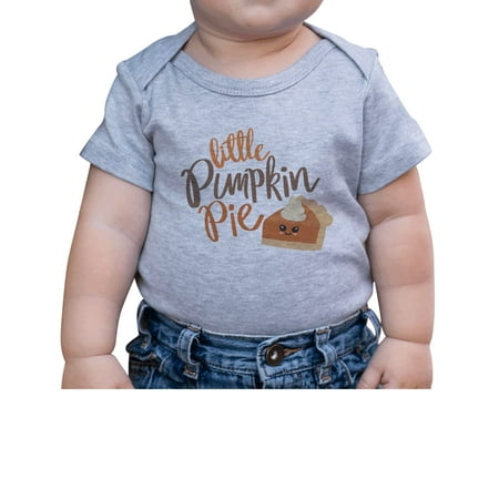

7 ate 9 Apparel Kids Happy Thanksgiving Shirts - Little Pumpkin Pie - Grey Onepiece 12-18 Months