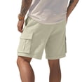 thumbnail image 4 of Nestiefly Mens Linen Cargo Shorts Summer Casual Loose Elastic Waist Drawstring Lightweight Beach Vacation Shorts with Pockets Beige M, 4 of 9