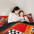 thumbnail image 5 of Castle Fairy Geometric Checkered Flag Full Size Comforter Sets,Racing Car Bedding Sets, 5 of 8