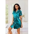 thumbnail image 4 of Ekouaer Women's Satin Nightshirt Short Sleeve Button Down Nightgown V-Neck Sleepwear Pajama Dress with Pockets, 4 of 6