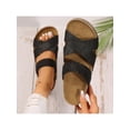 thumbnail image 5 of Women Solid Color Beach Sandals Thick Bottom Braided Cross Slip-On Casual Shoes, 5 of 6