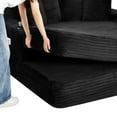 thumbnail image 3 of Miniyam 64in Compressed Chaise Lounge Corduroy Oversized Sleeper Sofa With Cup Holders, Side Pockets for 2 People, No Assembly Required, Black, 3 of 11