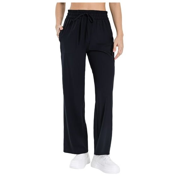 Women Pants Wide Leg Pants Capris Athletic Casual With Pockets Drawstring Walking Workout