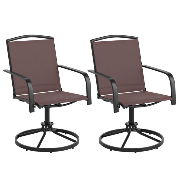 Gymax Patio Swivel Chairs Set of 2 w/ High Back & Round Metal Base for Backyard