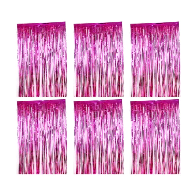Maytalsory 6 Pcs Rideau de Fête Pailleté avec Franges pour Halloween, Mariage, Baby Shower, Rose Rouge