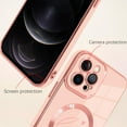 thumbnail image 2 of for iPhone 12 Pro Max Case [Support for Magsafe] Graphic Letter Love Pattern Magnetic Plating Screen Protector Luxury Elegant Case Camera Protector Soft Shockproof Corner Back Cover -Pink, 2 of 13