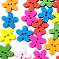 thumbnail image 5 of 100Pcs Mixed Color Flower 2 Holes Wooden Buttons, 5 of 5