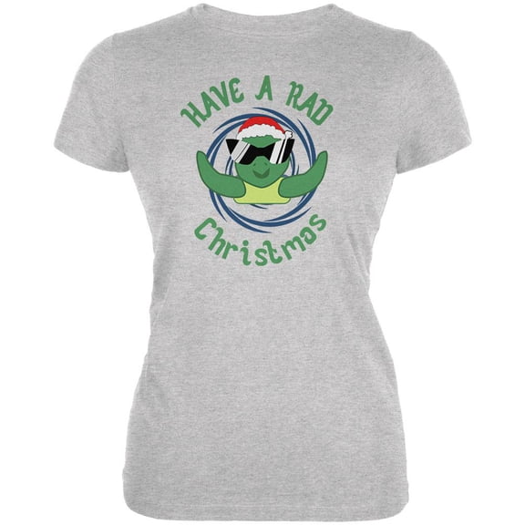 Christmas Sea Turtle Have a Rad Christmas Juniors Soft T Shirt Heather 2XL