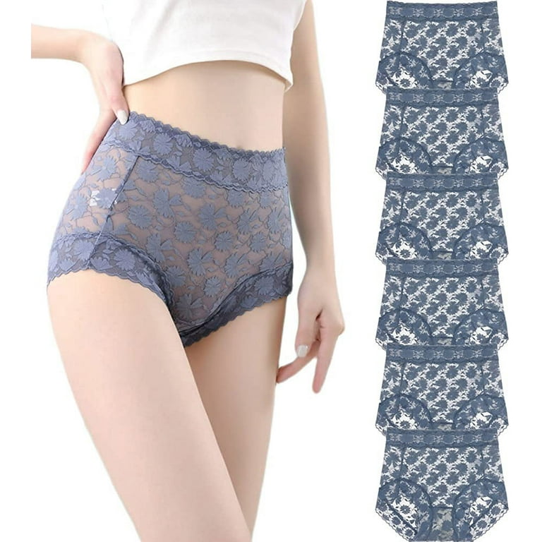 4pcs Ladies' Underwear Autumn & Winter New French Skin-Friendly Ice Silk  High-Waist Seamless Silk Lace Edge Sexy Triangle Panties
