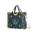 thumbnail image 7 of FORMRS Womens Corduroy Tote Bag Crossbody Shoulder Handbag with Pocket, Green Dragon Flowers, 7 of 7