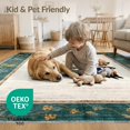 thumbnail image 4 of ODIKA 8'x10' Washable Area Rug Teal Green Duck Hunting Vintage Design Farmhouse Style with Fishing Motifs Border for King Size Bedroom Under Bed, Master Suite, Non-Shedding, Easy Care, 4 of 7