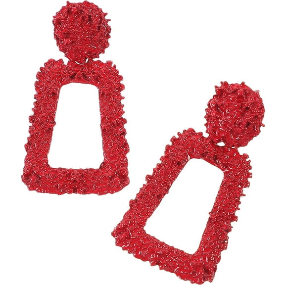 Hemobllo 1 Pair Red Alloy Dangle Earrings for Women Matte Finish Elegant Jewelry for Parties and Special Events