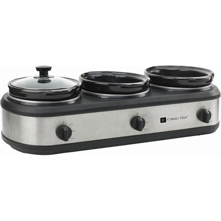 YANGLI Triple Slow Cooker Buffet Server, 3 Pot Food Warmer, Stainless Steel