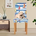 thumbnail image 4 of Yayeee 2 Pack Dining Chair Covers Stretch Parson Chairs Slipcovers Seat Protector, Orange Sailboats, 4 of 6