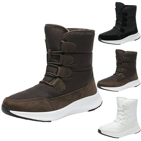 

Akiihool Snow Boots for Women Wide Women s Snow Winter Lace Up Flat Cute Walking Hiking Tennis Booties Mid Calf Warm Lightweight Comfort (Black 6.5)