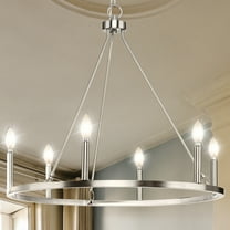 Luxury Modern Farmhouse Chandelier, Brushed Nickel, UHP4600