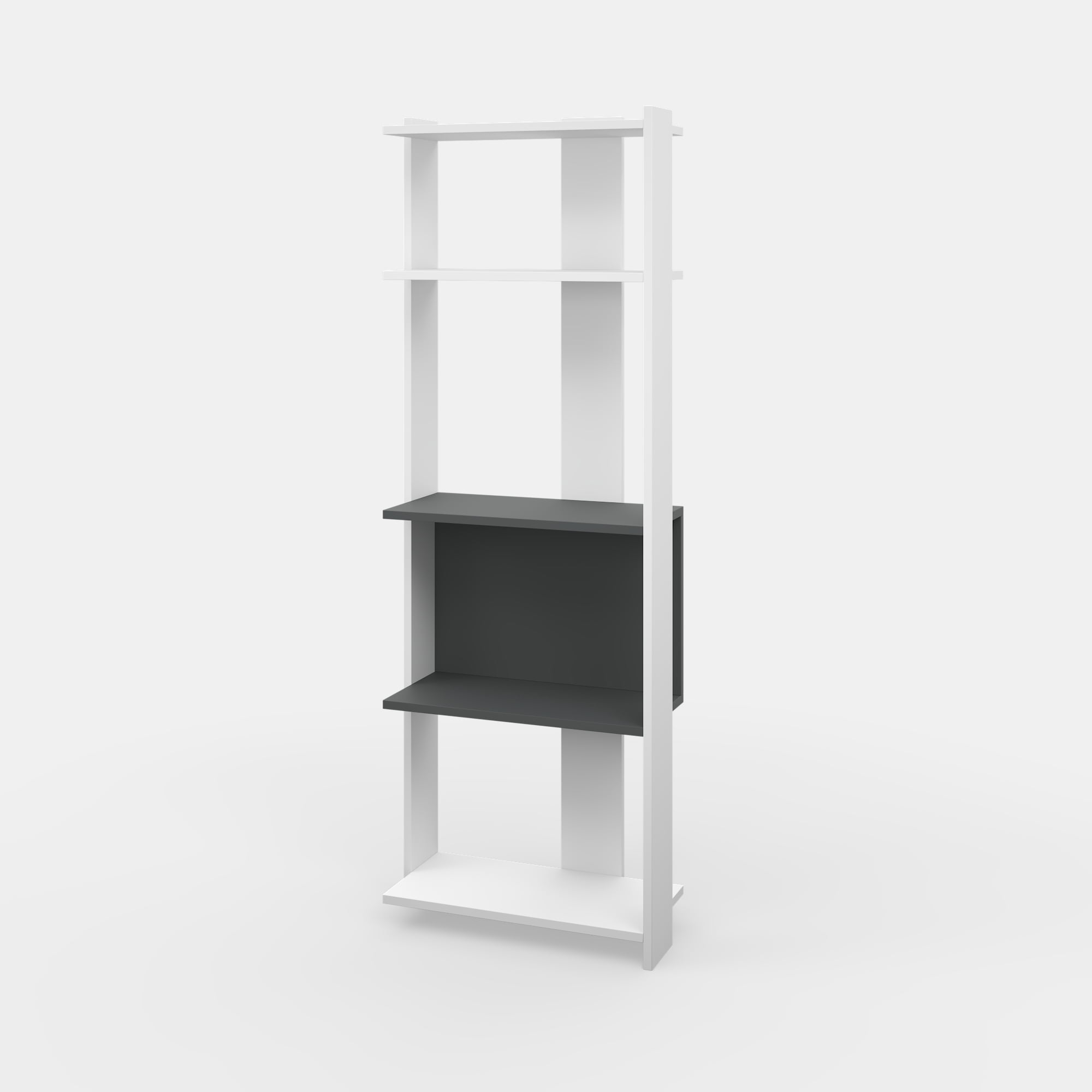 Ada Home Decor Abis 4 Tier Open Shelf Narrow Modern Bookcase, Anthracite/White