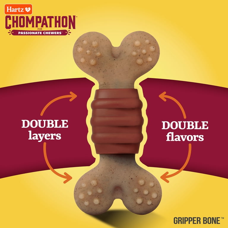 Chompathon Durable Nylon Dog Chew Toy with Real Chicken and Bacon