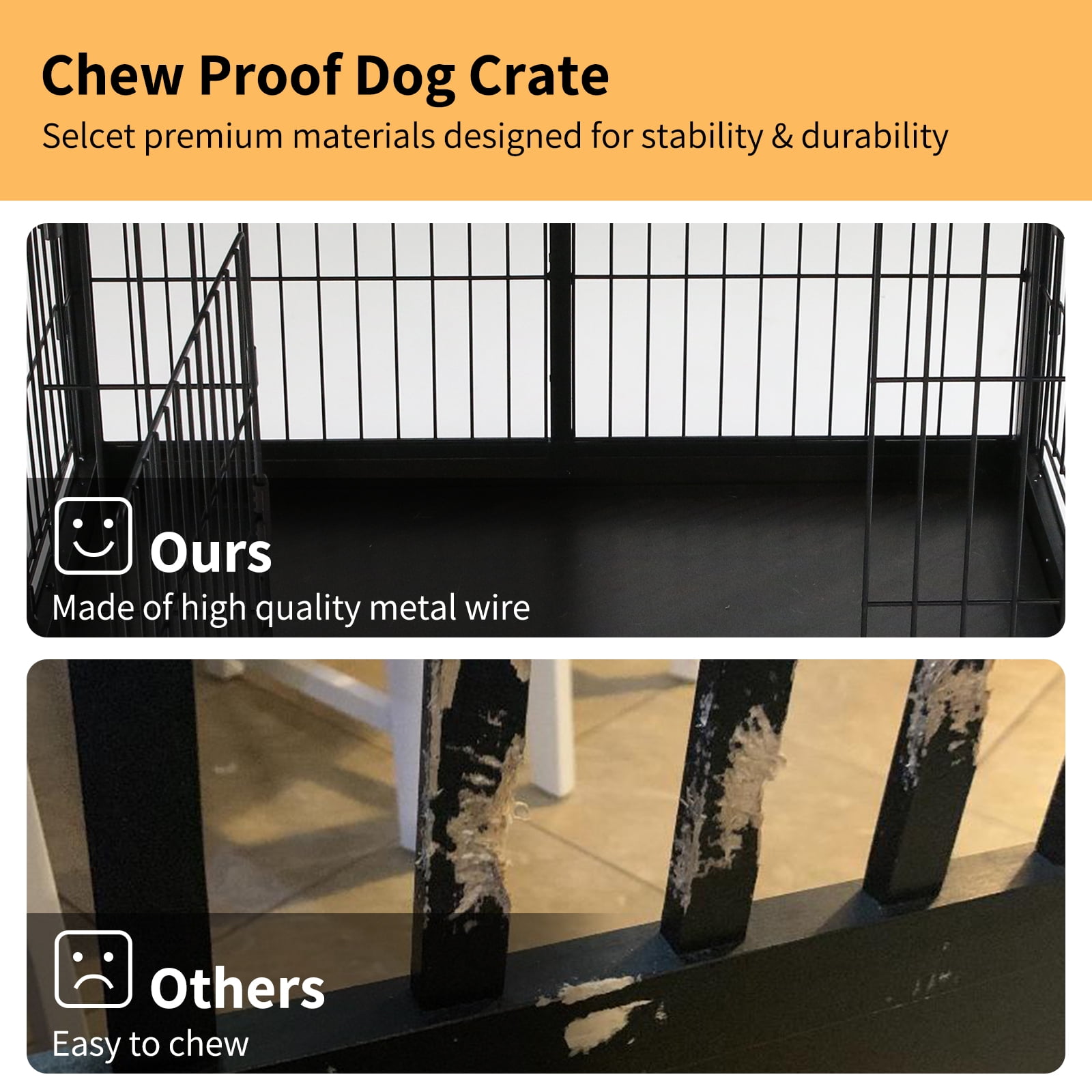 38 inch Dog Crate Furniture Indoor Dog Crate End Table Heavy-Duty Dog Cage with Dog Mat, Three-Door Dog House Black