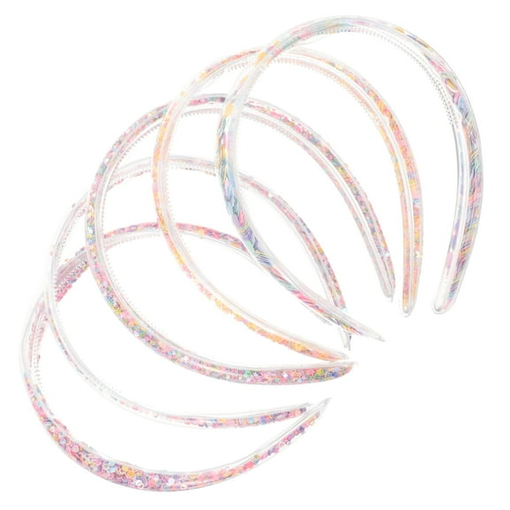 5 Pcs Headbands for Girls Set of Glitter Toddler Shiny Colorful Teeth Anti-Slip Pressed Hair Accessories Tie Child Sequins Plastic