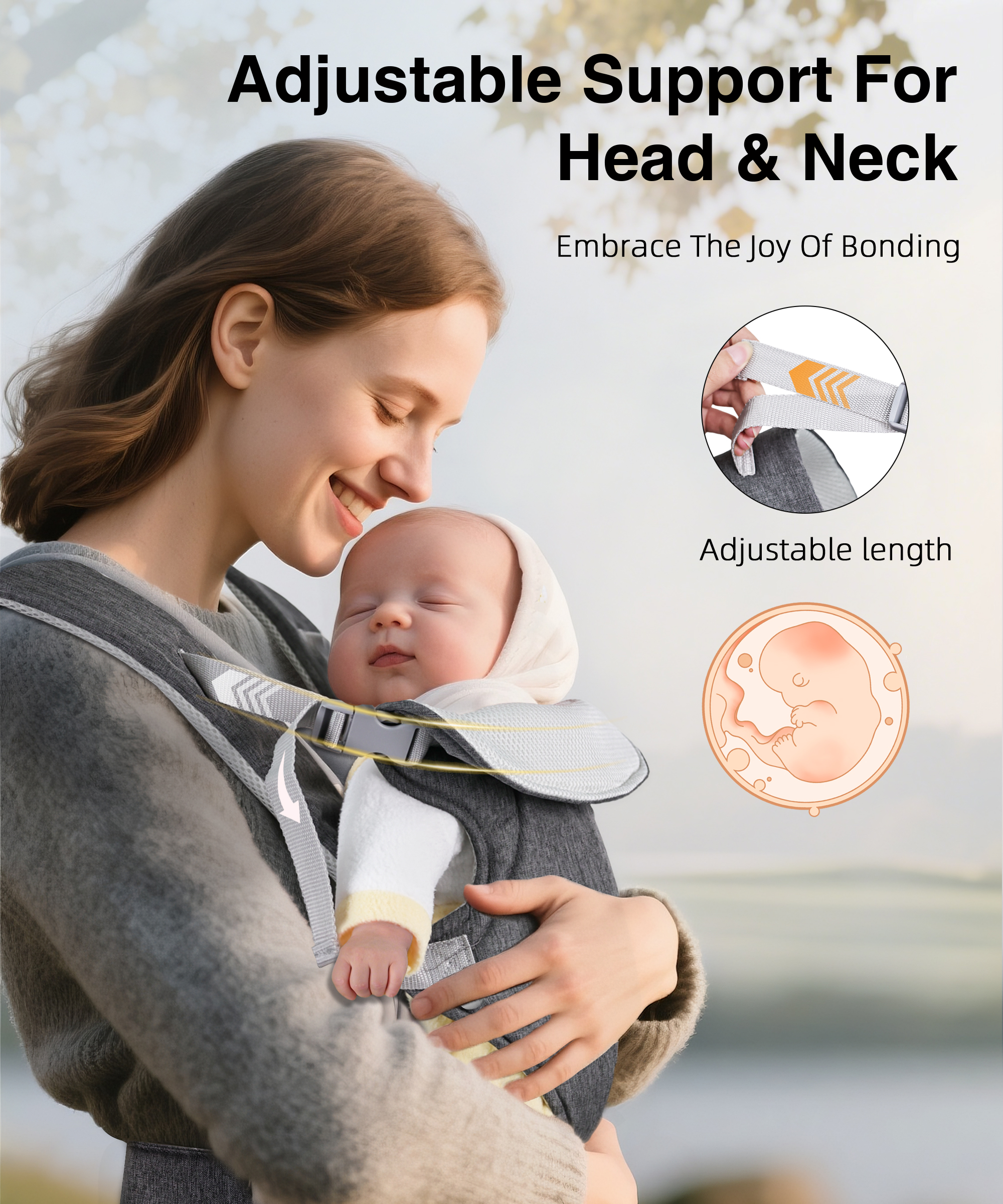 RUPOUN 4-Position Convertible Baby Carrier, Gray photo 3