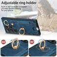thumbnail image 4 of ELEHOLD Back Wallet Case for Samsung Galaxy S21+ Premium PU Leather Credit Card Slots Strong Magnetic Compatible with Magnetic Car Mount Holder Finger Ring Holder Stand Drop Protection Case,blue, 4 of 8