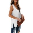 thumbnail image 3 of Womens Tank Tops V Neck Lace Side Split Summer Sleeveless Tops, 3 of 5