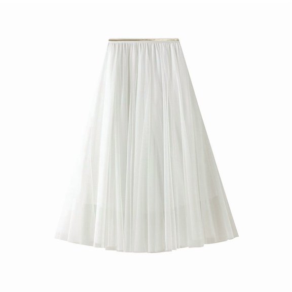 ibiyuan Flowy Skirts For Women Flared Midi Skirt High Waist A-Line Elegant Party Dressy Flowy Tiered Ruffle Casual Versatile Outfit