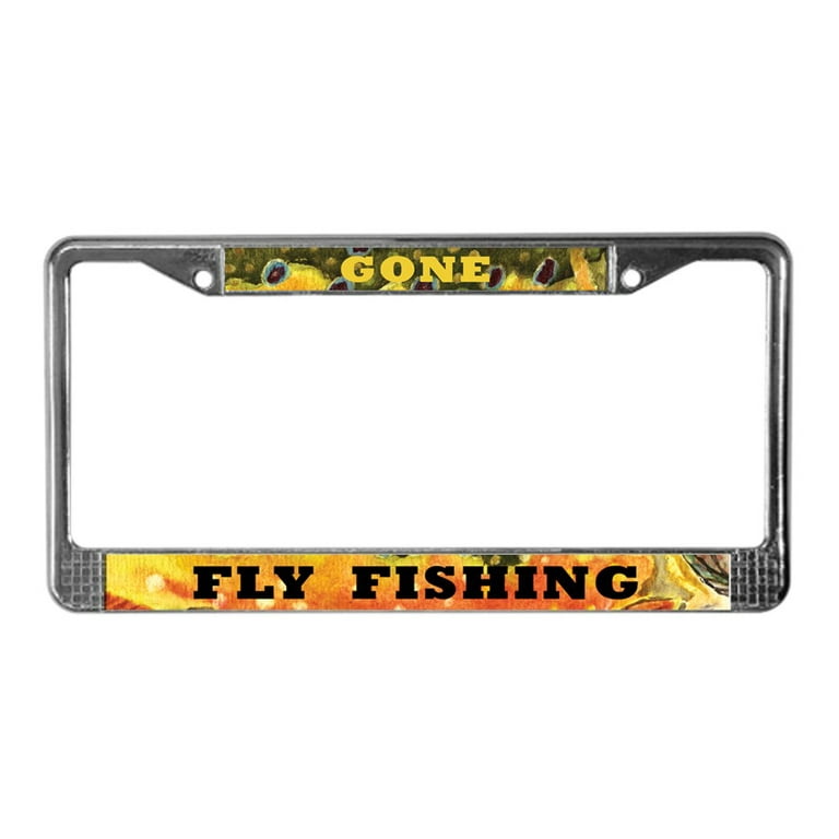 CafePress - Brook Trout Fly Fishing License Plate Frame - Chrome