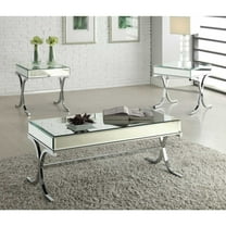 Home Roots Furniture 286043 22 x 21 x 21 in. Mirrored Top Tube End Table - Chrome