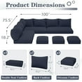 thumbnail image 3 of YODOLLA Outdoor Cushions, 4 inch Patio Cushions for Outdoor Furniture, Replacement Cushions Fits 7-Seats Sectional Rattan Conversation Set, Splashproof, Memory Foam Cushions and Covers (Navy), 3 of 8