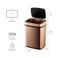 thumbnail image 7 of DZT-12-5 Bedroom or Bathroom Automatic Touchless Infrared Motion Sensor Trash Can, 3 Gal 12L, Stainless Steel Base (Rectangular, Black Lid), 7 of 7